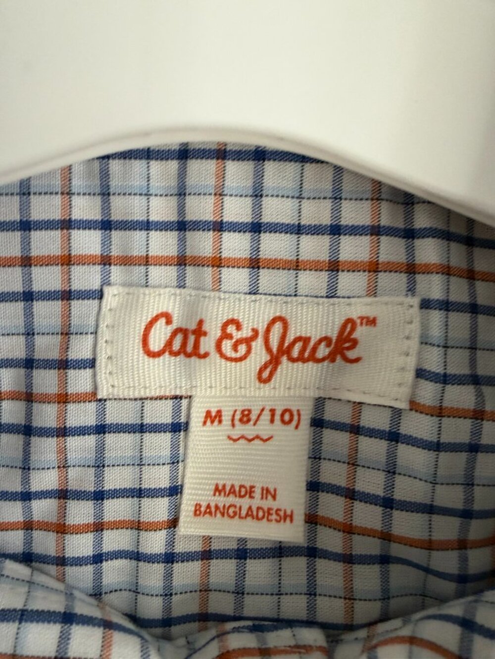 Cat and Jack Boys Size Medium 8/10 Blue & Orange Button Down Dress Shirt